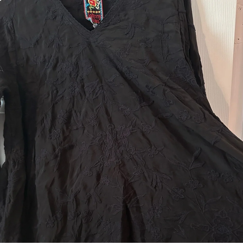 Johnny Was black long sleeve tunic - Picture 2 of 3